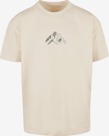 F4NT4STIC T-Shirt 'Mountain Berge Urlaub Winter Schnee Ski' in Beige: predná strana