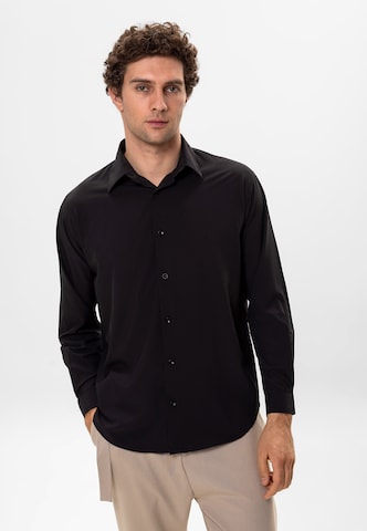 Antioch Slim fit Button Up Shirt in Black: front
