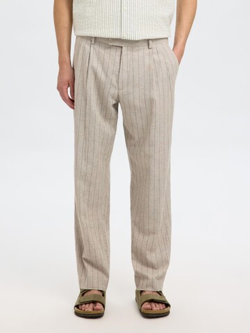 Loosefit Pantalon à pince SELECTED en beige : devant