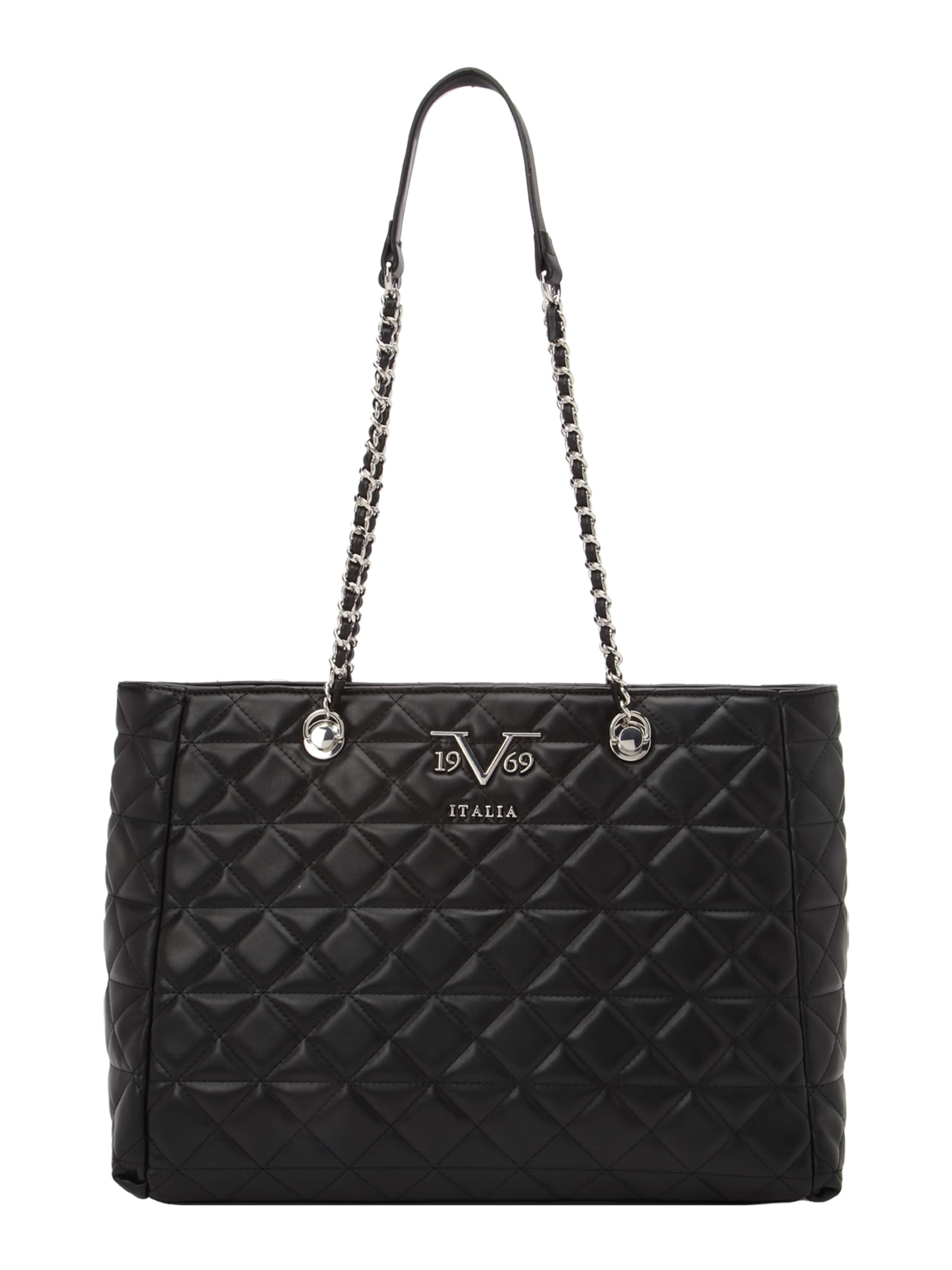 19V69 ITALIA "Чанта тип ""Shopper""" 'Silvia Silver' в черно: отпред
