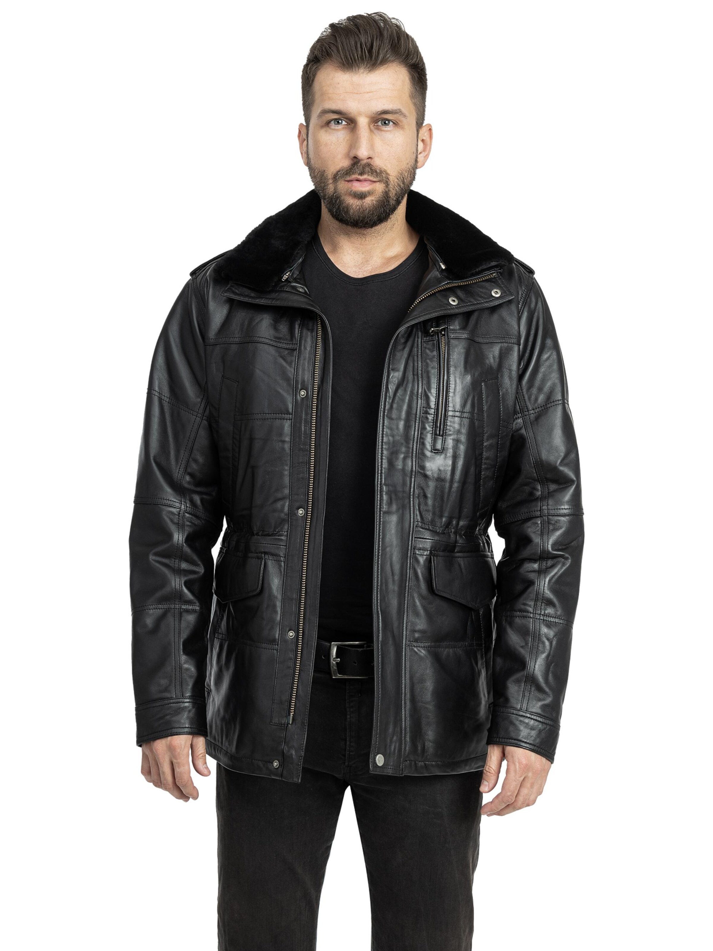 Mouflon Between-Season Jacket 'John' in Black: front