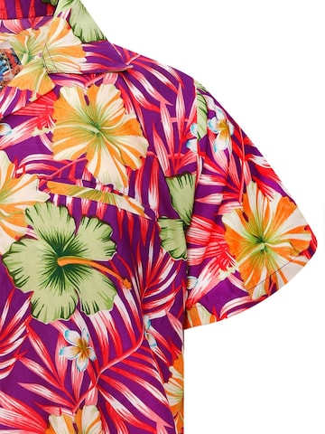 Regular fit Camicia 'Tropical Hibiscus' di King Kameha in lilla