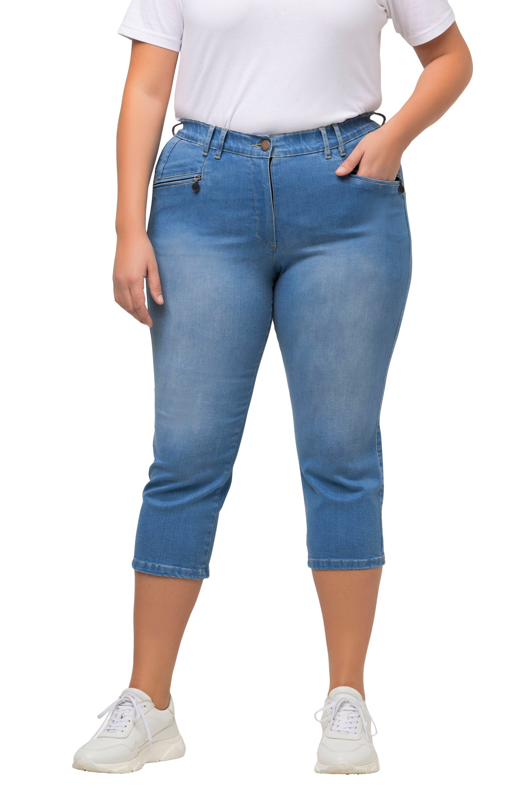 Ulla Popken Slimfit Jeans in Blau: Vorderseite