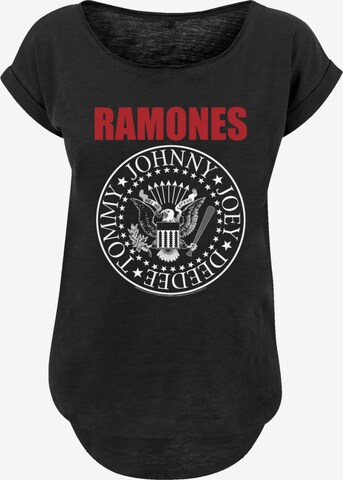 F4NT4STIC Shirt 'Ramones Rock Musik Band Red Text Seal' in Black: front