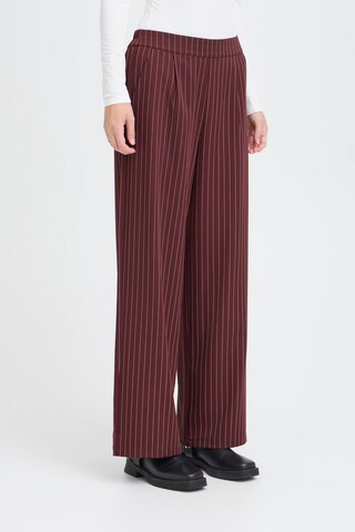 ICHI Loose fit Pleat-front trousers 'IHHally' in Red