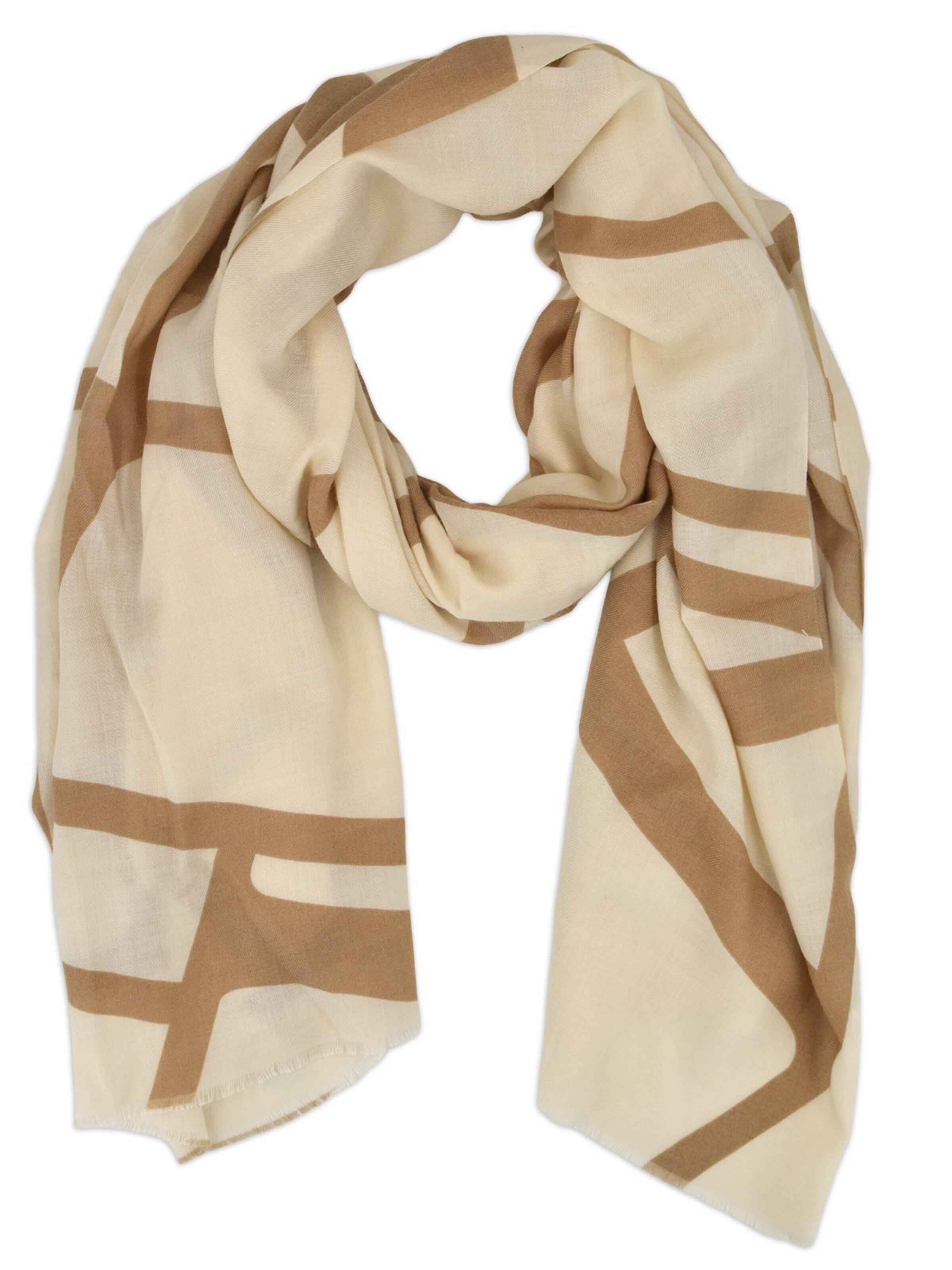 styleBREAKER Schal 'Schal mit Graphic Lines Muster'‌‌‌‌‌‌‌‌‌‌ in Beige: Vorderseite
