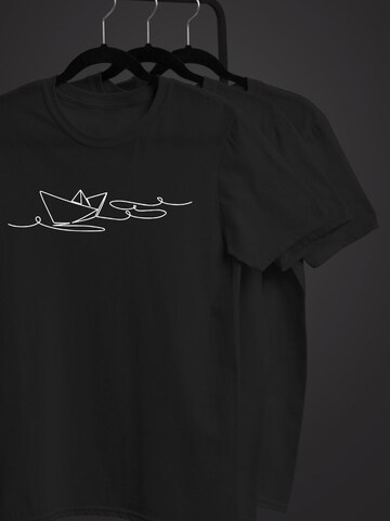 Neverless Shirt 'Paperschiff' in Black