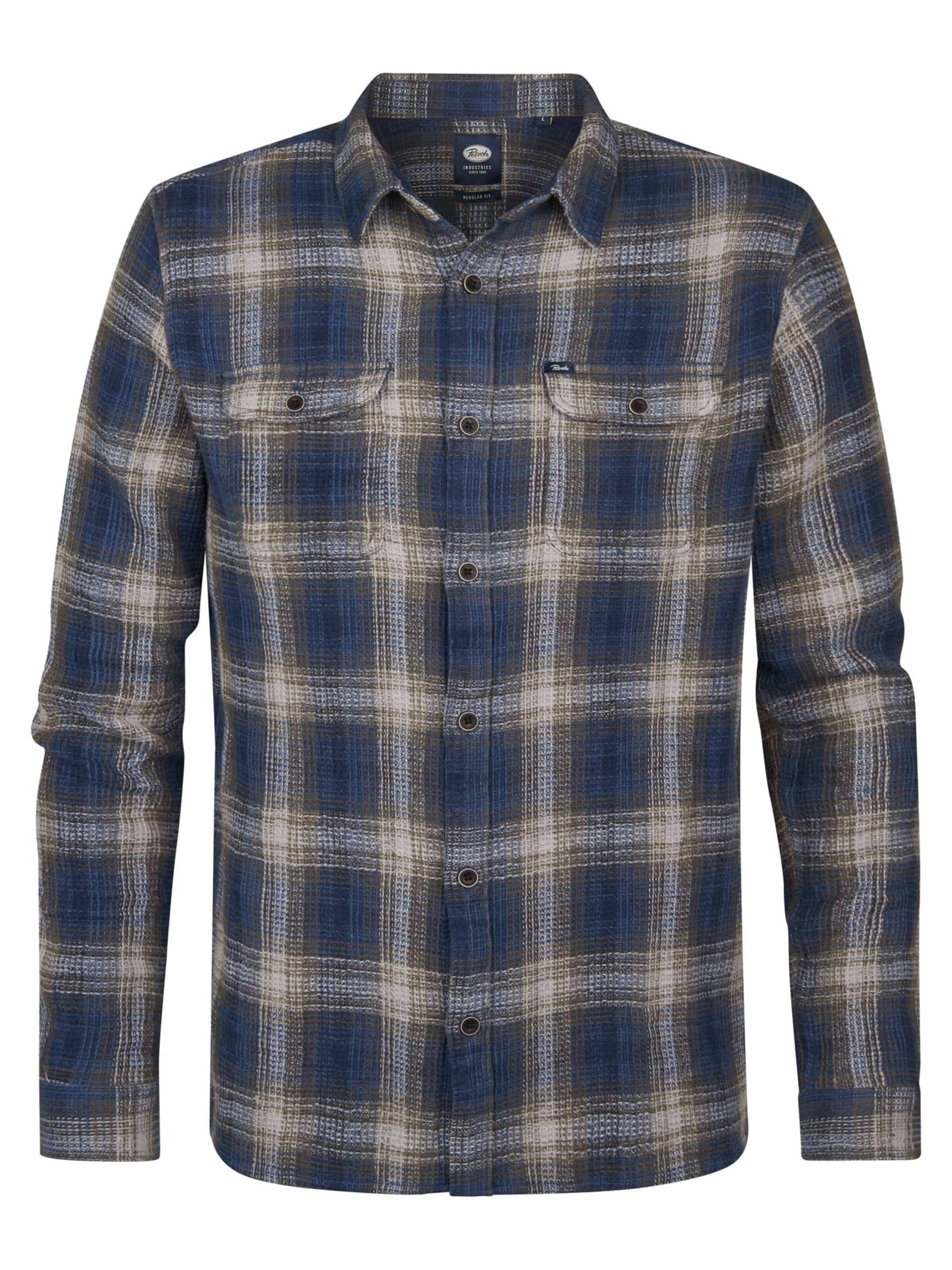PETROL INDUSTRIES MEN Comfort fit Button Up Shirt in Blue: front