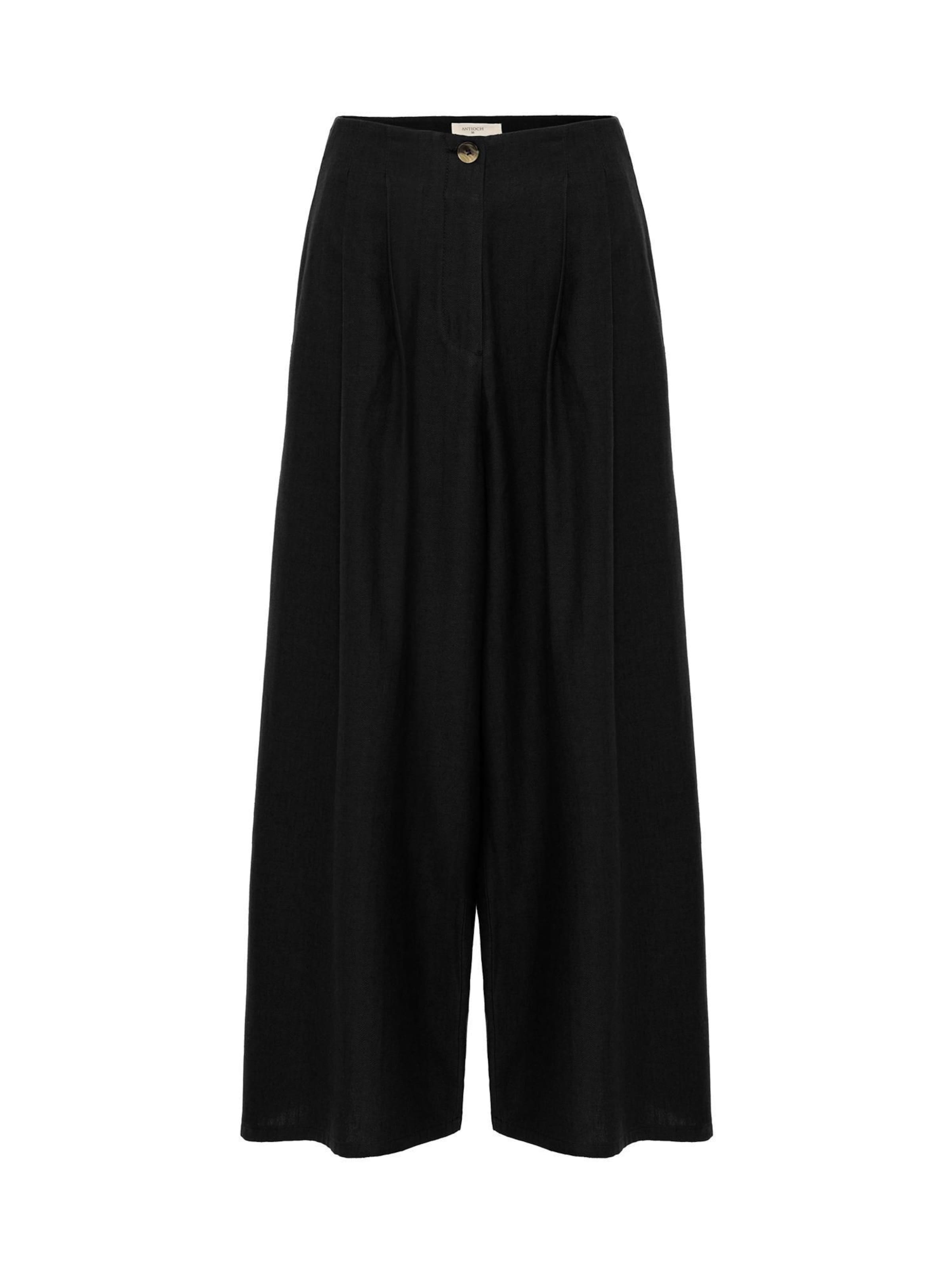 Antioch Wide leg Παντελόνι πλισέ σε μαύρο: μπροστά