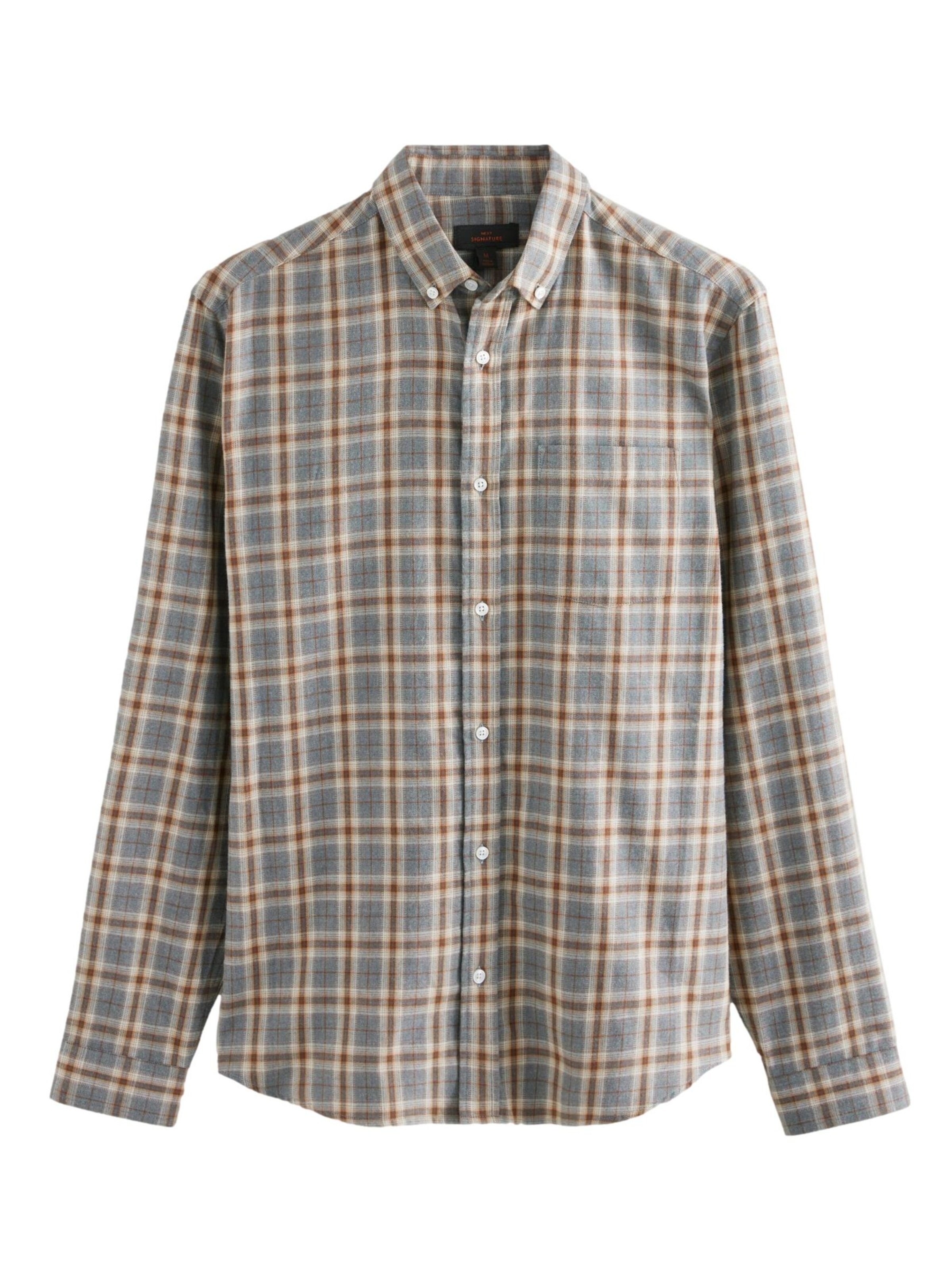 Next Regular fit Button Up Shirt in Grey: front