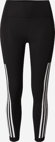 ADIDAS PERFORMANCE Skinny Workout Pants 'Optime 3-stripes Full-length' in Black: front