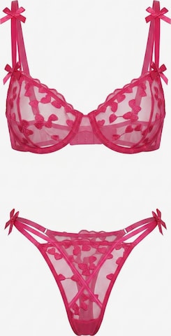 L.BEV Balconette Wäsche-Sets 'Amore Rosa' in Pink: Vorderseite