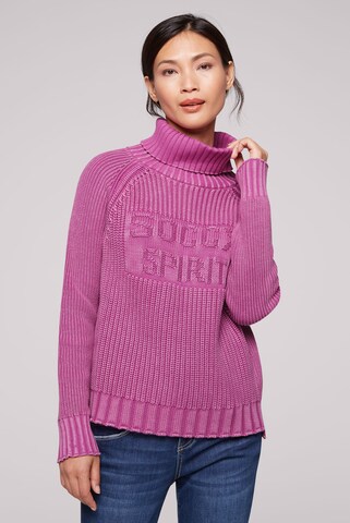 Soccx Rollkragenpullover Stone Washed mit Logo in Pink: Vorderseite