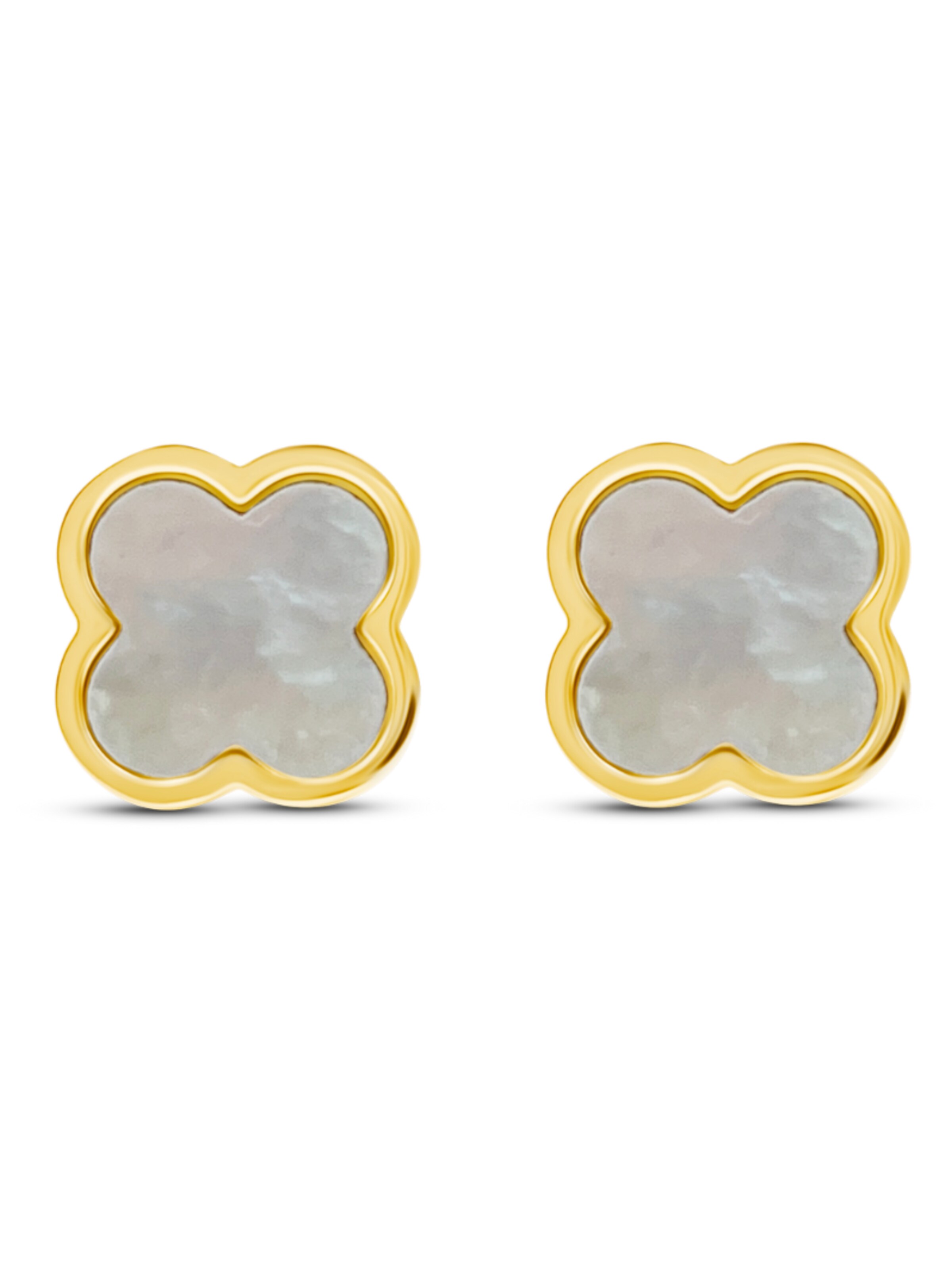 Pure Schmuck Earrings 'Clover Perlmutt' in Gold: front