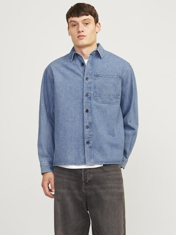 JACK & JONES Comfort fit Button Up Shirt in Blue: front