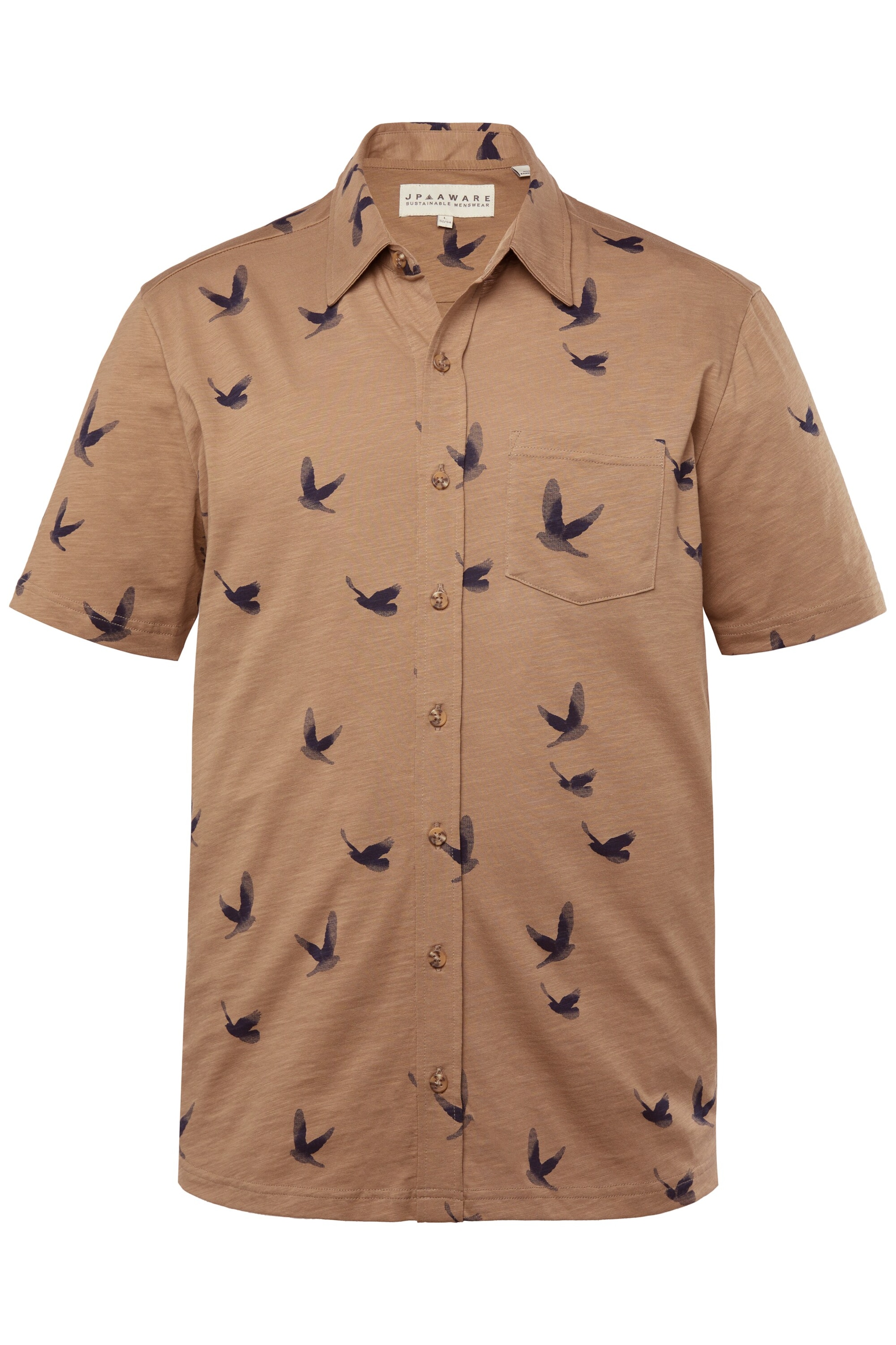 JP1880 Regular fit Overhemd in Bruin: voorkant