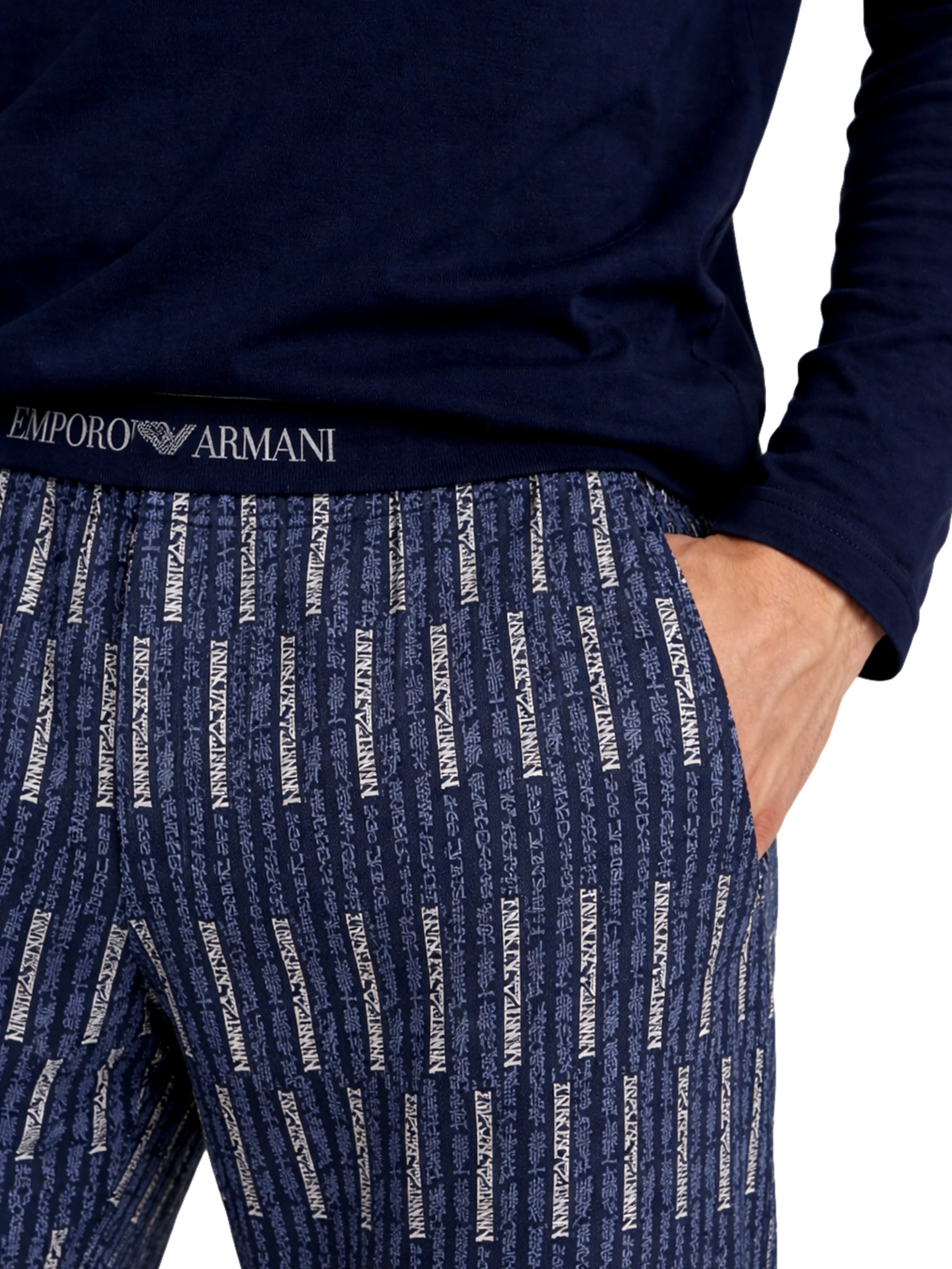 Emporio Armani - Pijama largo en azul