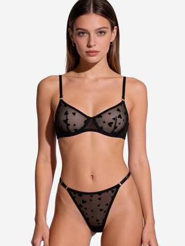 Balconnet Ensemble de linge 'Cuoricini neri Set' L.BEV en noir : devant