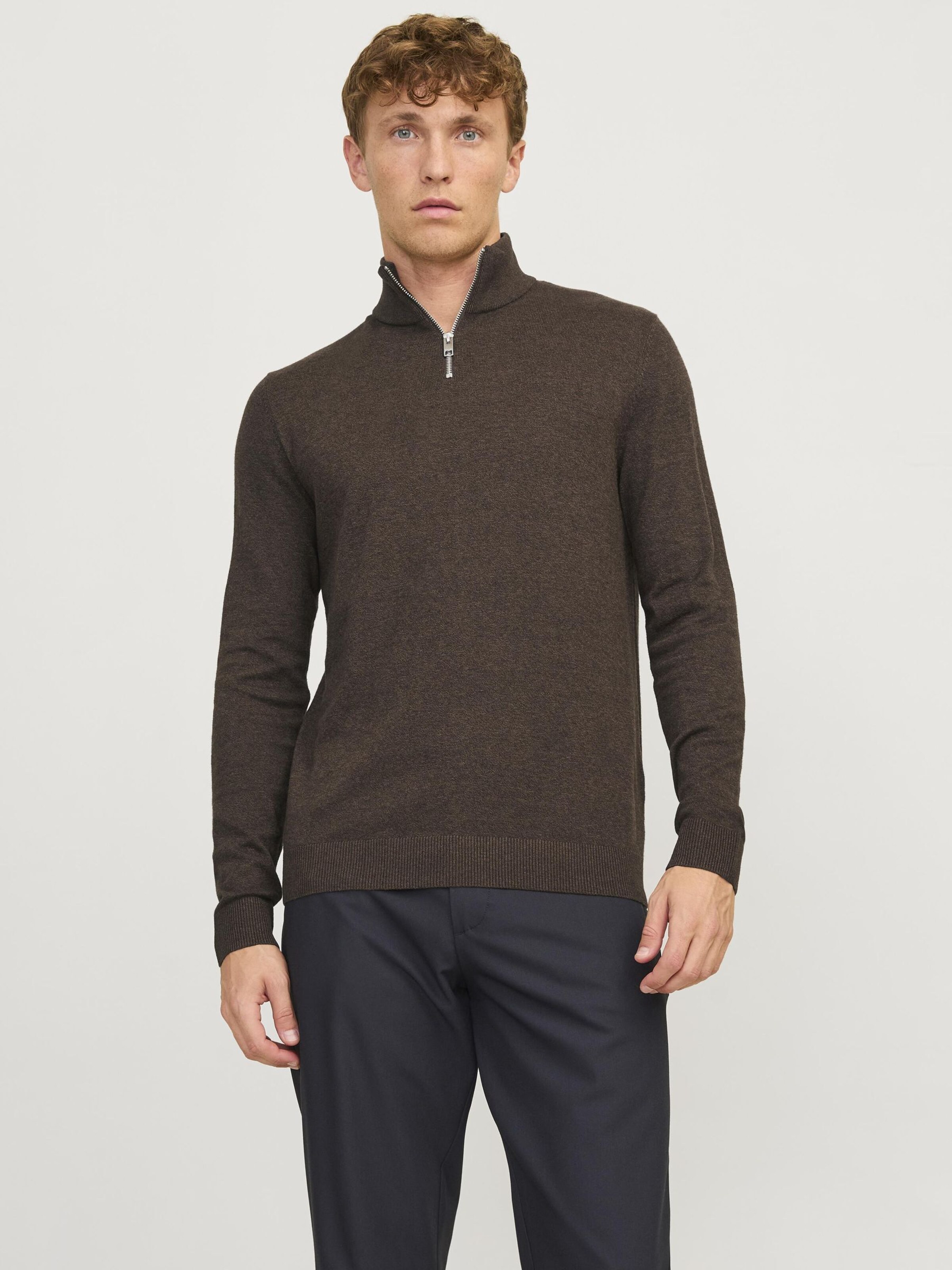 JACK & JONES Sveter 'JJEEmil' - Hnedá: predná strana