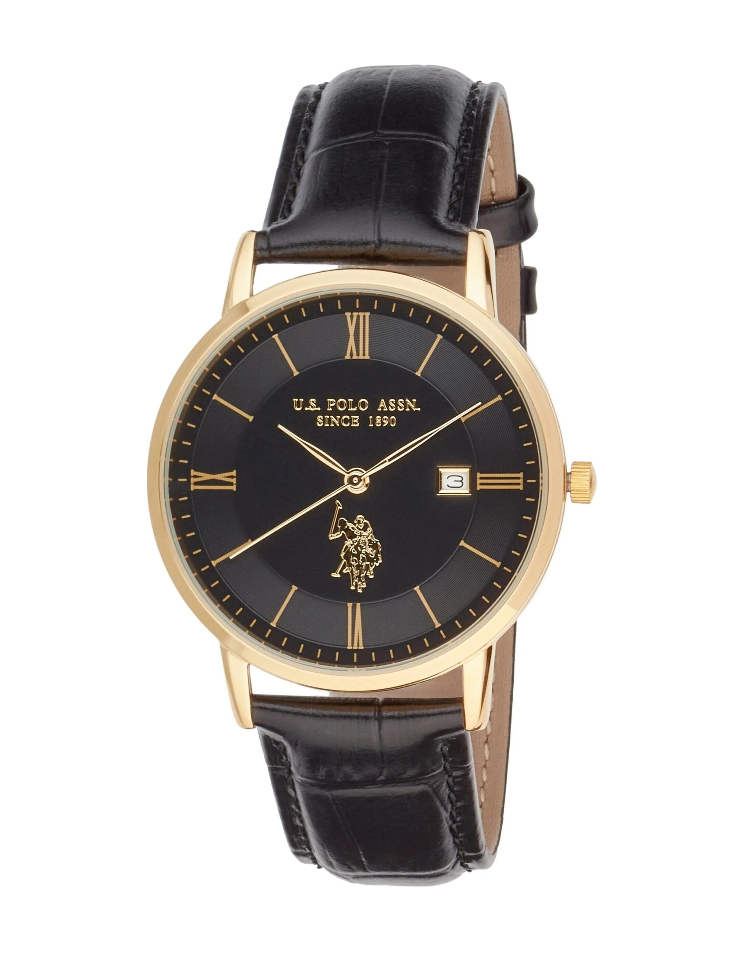 U.S. POLO ASSN. Analoguhr 'Viktor'‌‌‌‌‌‌‌‌ in Schwarz