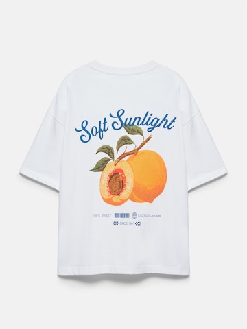 T-Shirt 'SUMMER PEACH' Pull&Bear en blanc
