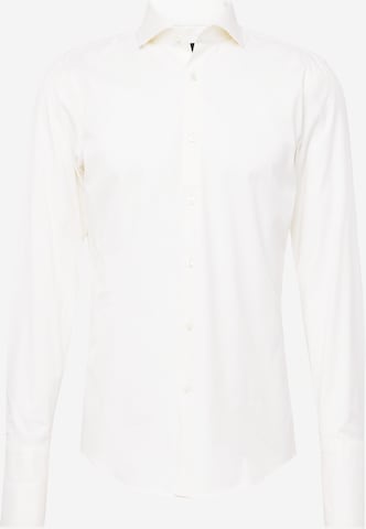 Coupe slim Chemise business 'H-Hank' BOSS Black en blanc : devant