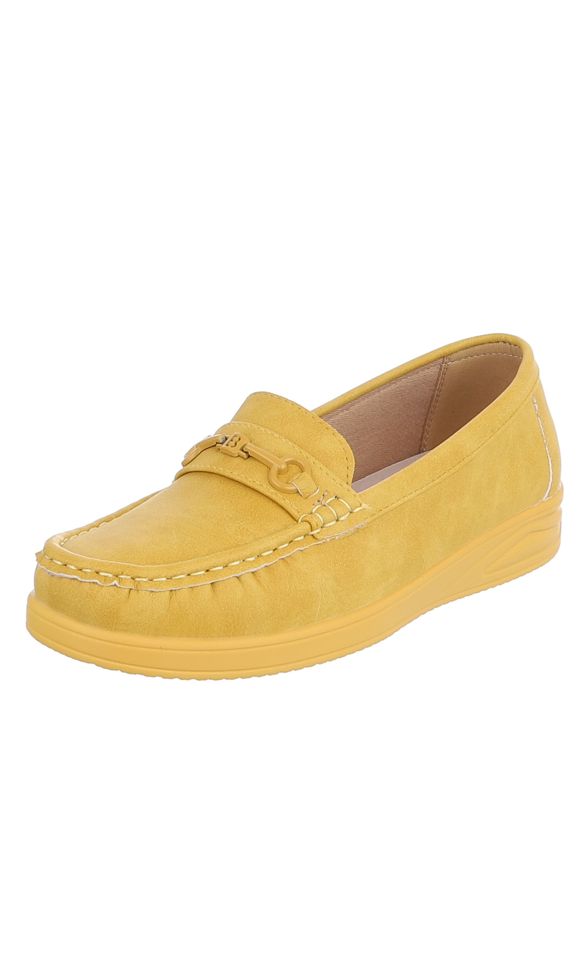 Ital-Design Moccasins in Yellow: front