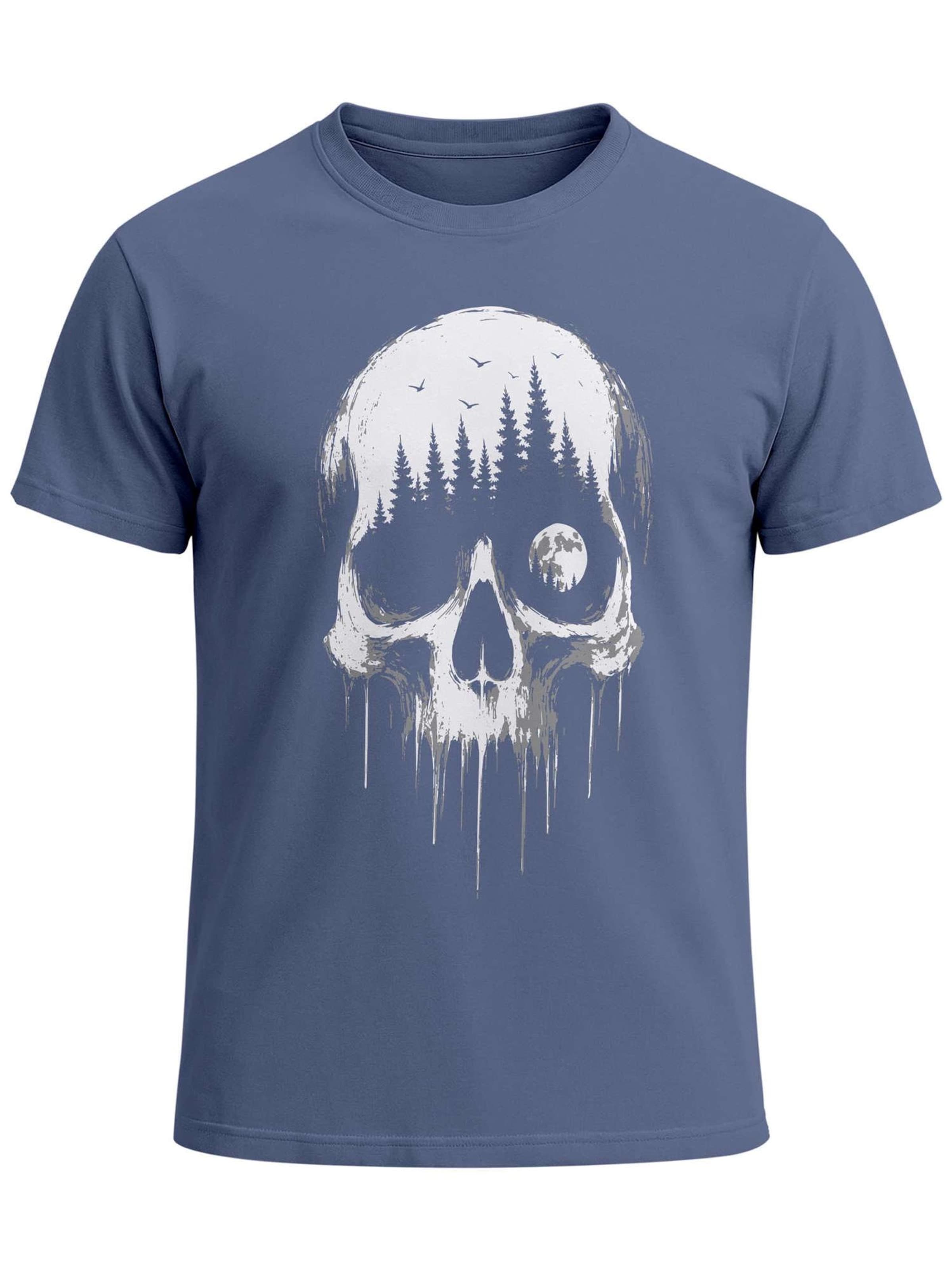 Neverless Shirt 'Skull Hiking' in Blue: front