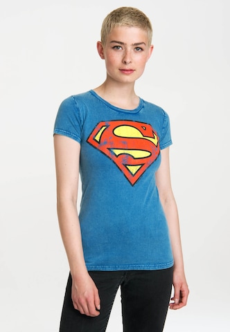 LOGOSHIRT Shirt 'Superman' in Blauw: voorkant