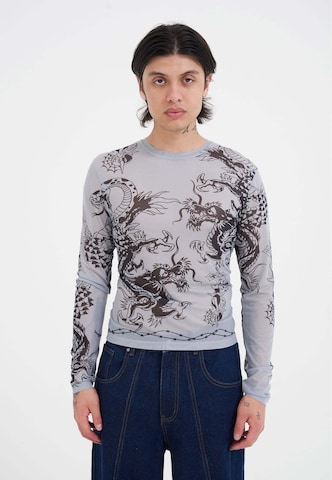 Ed Hardy Shirt 'Schlange und Drache' in Grau: Vorderseite