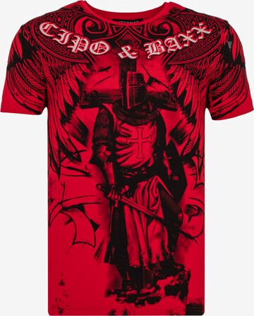 CIPO & BAXX T-Shirt KNIGHT IN ARMOUR mit grafischem Print in Rot: predná strana