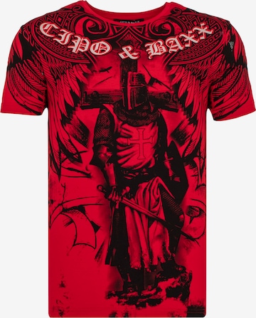 CIPO & BAXX T-Shirt KNIGHT IN ARMOUR mit grafischem Print in Rot: predná strana