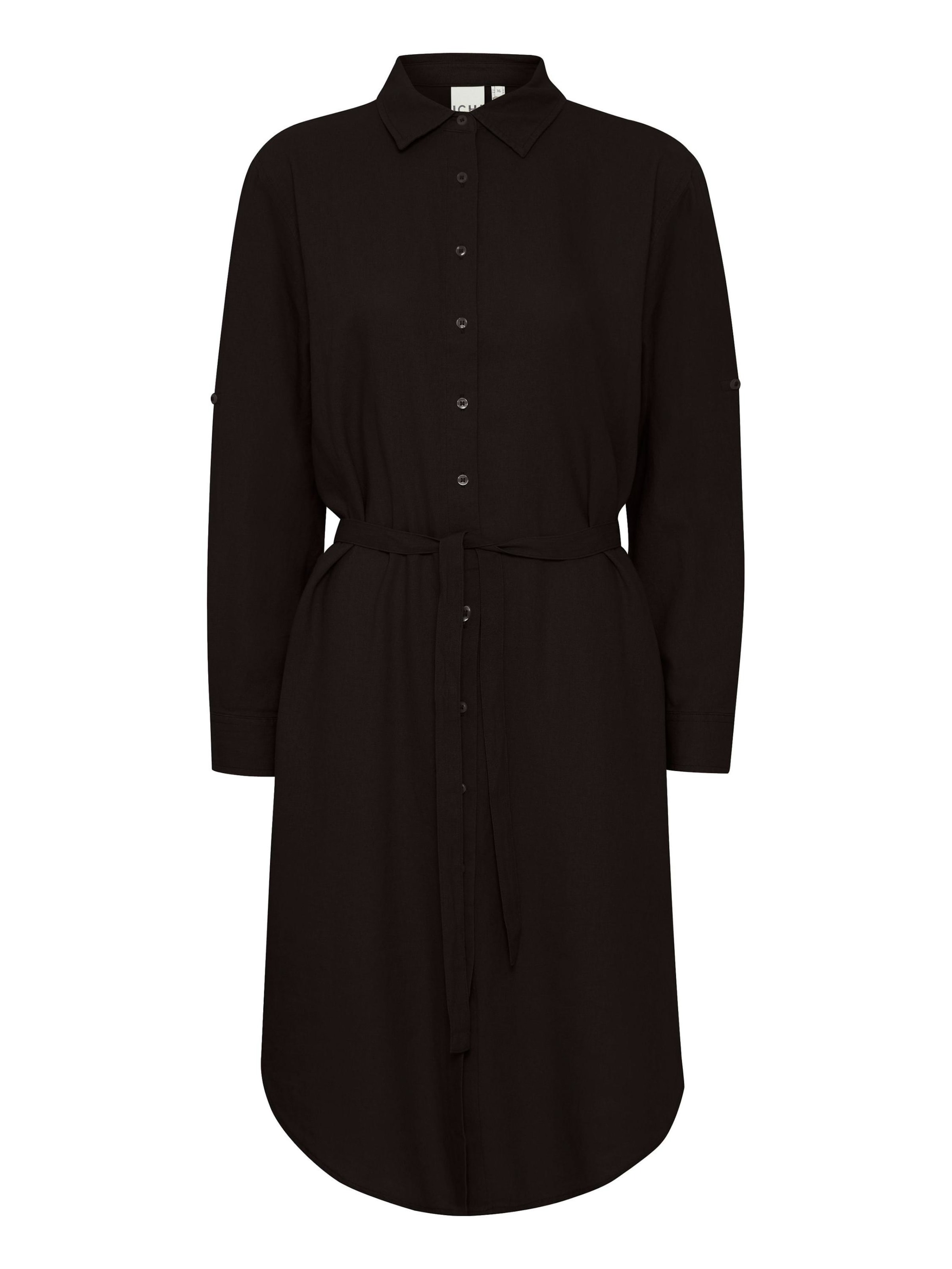 ICHI Blusenkleid 'Lino' in Schwarz: Vorderseite