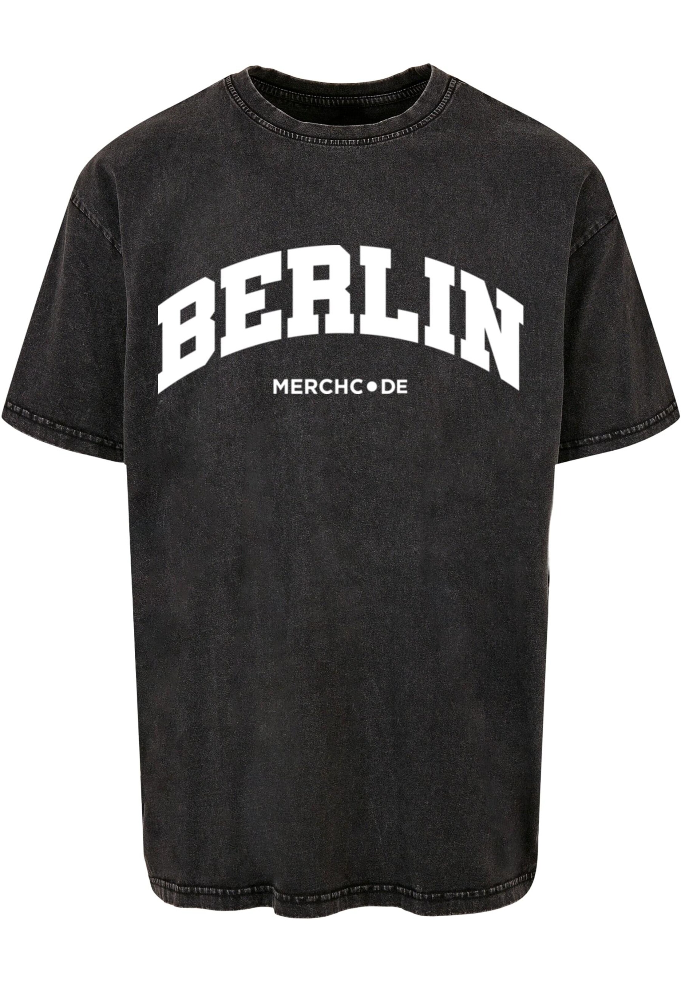 Merchcode Shirt 'Berlin Wording' in Zwart: voorkant