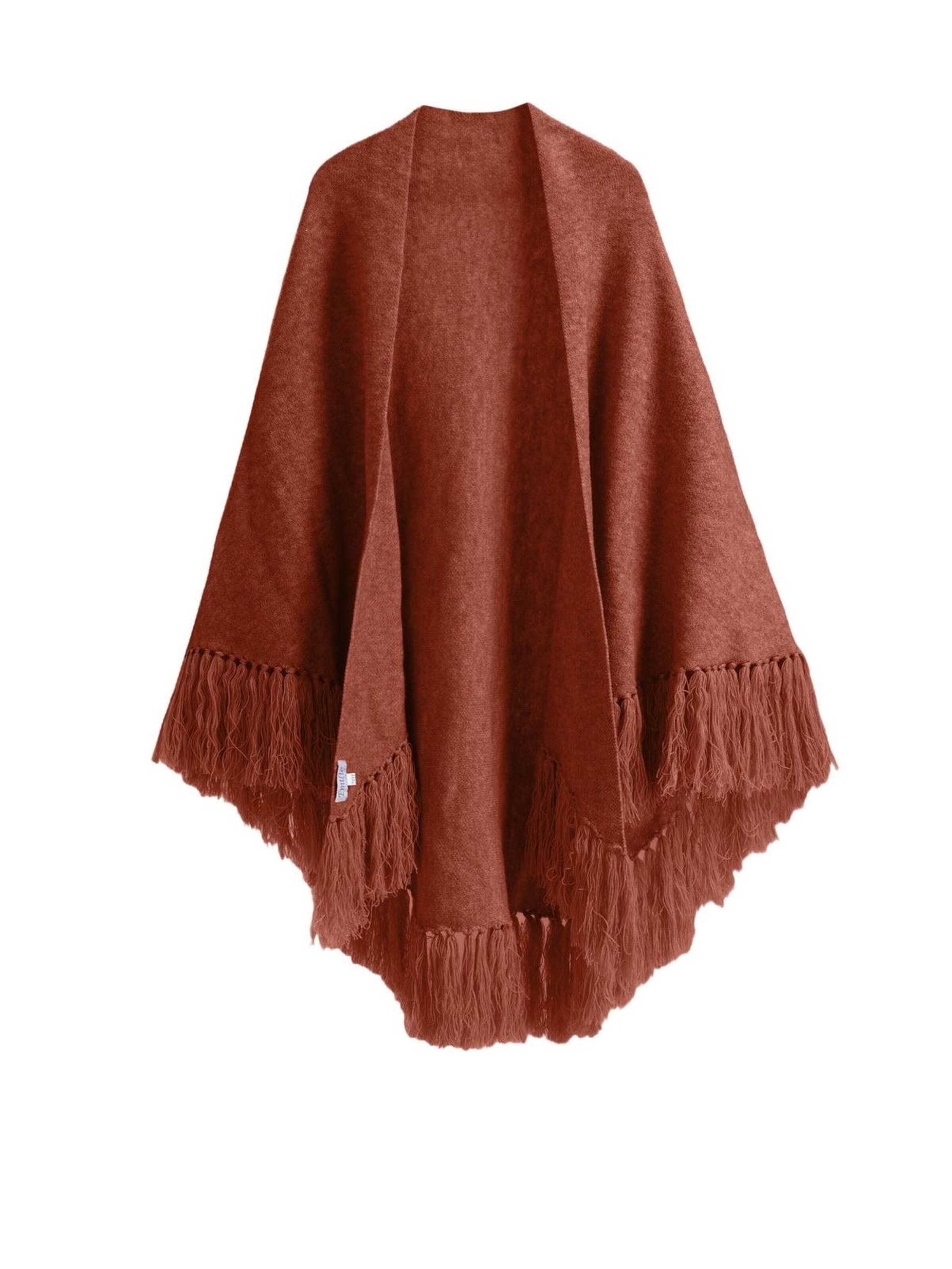 Foulards oversize 'Knitwear poncho' Emilie collection en marron : devant