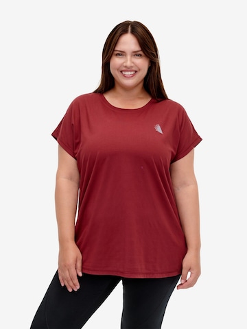 Active by Zizzi Shirt 'Abasic' in Rood: voorkant