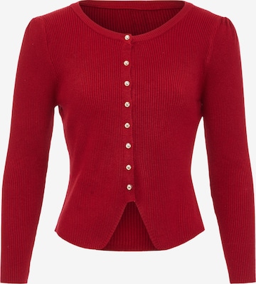 VERNOLE Knit Cardigan in Red: front