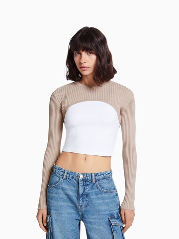 Bershka Sweater in Beige: front