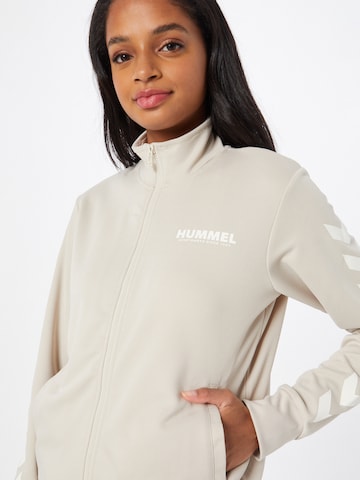 Hummel Athletic Zip-Up Hoodie 'Legacy Poly' in Beige | ABOUT YOU