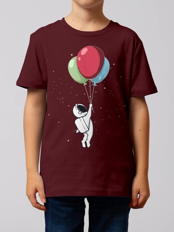 watabout.kids Shirt 'Little Balloon Astronaut' in Red: front