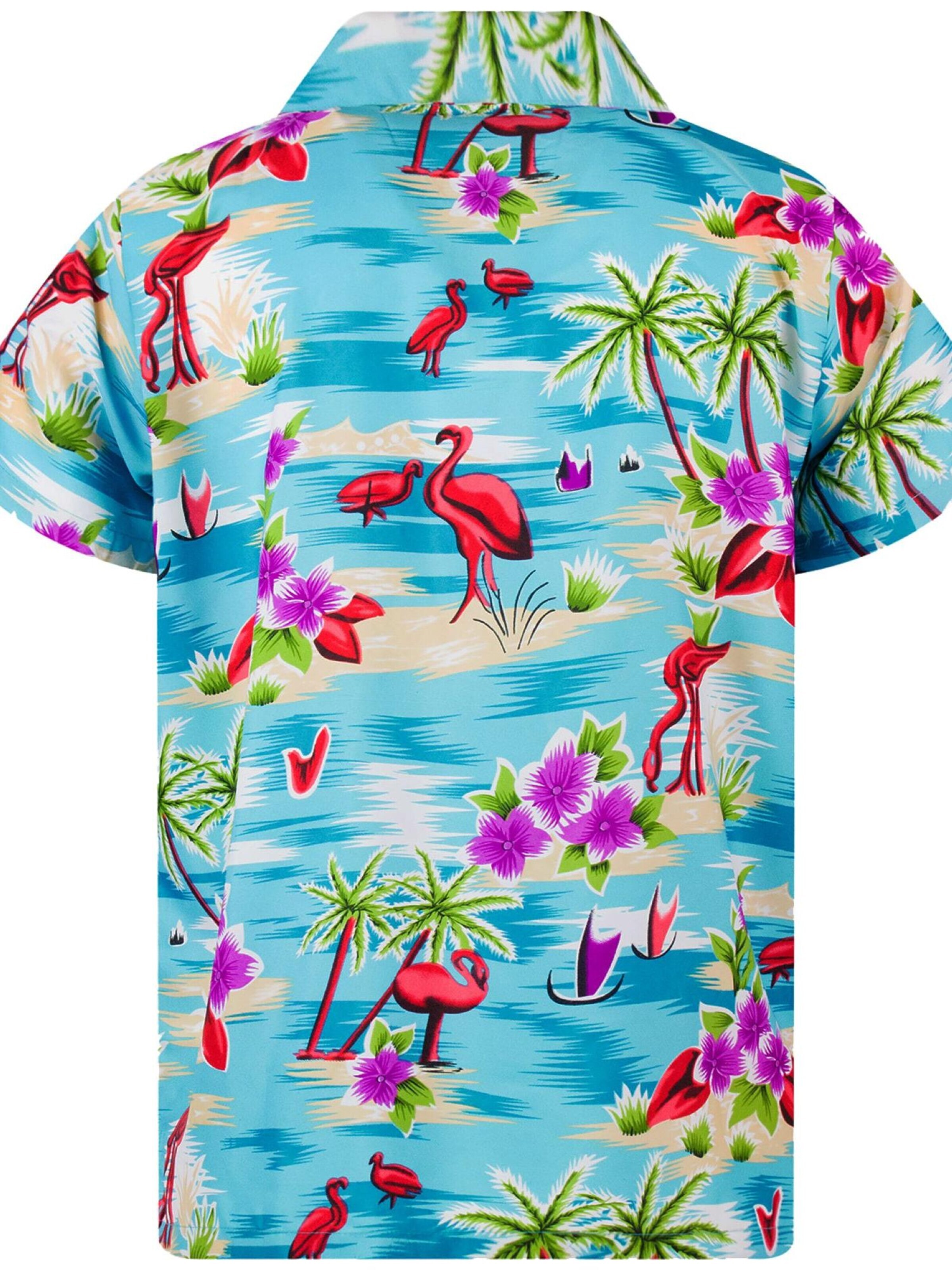 King Kameha - Camiseta 'Flamingos' en azul