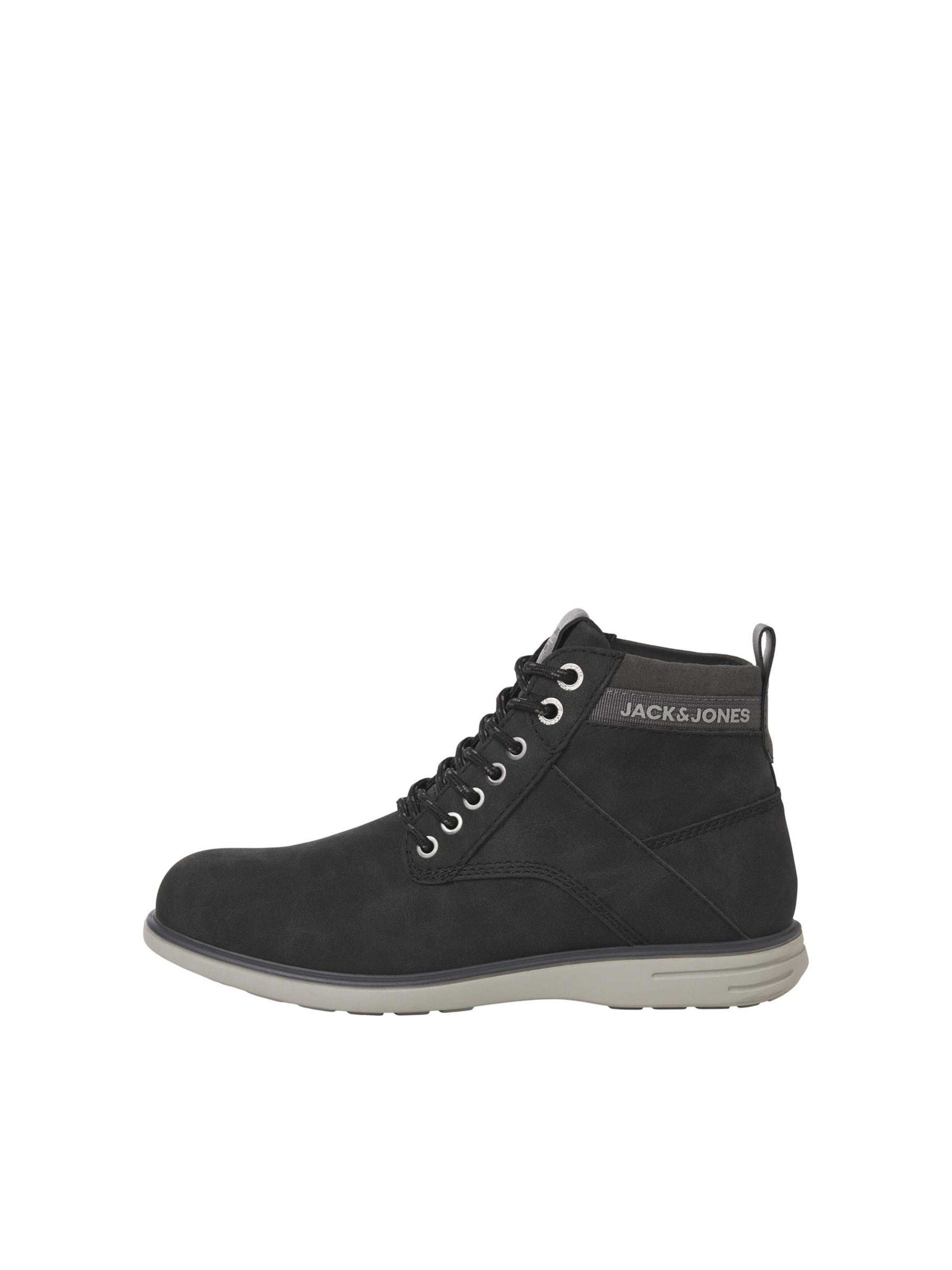 JACK & JONES Lace-up boots 'JFWDENVER' in Grey: front