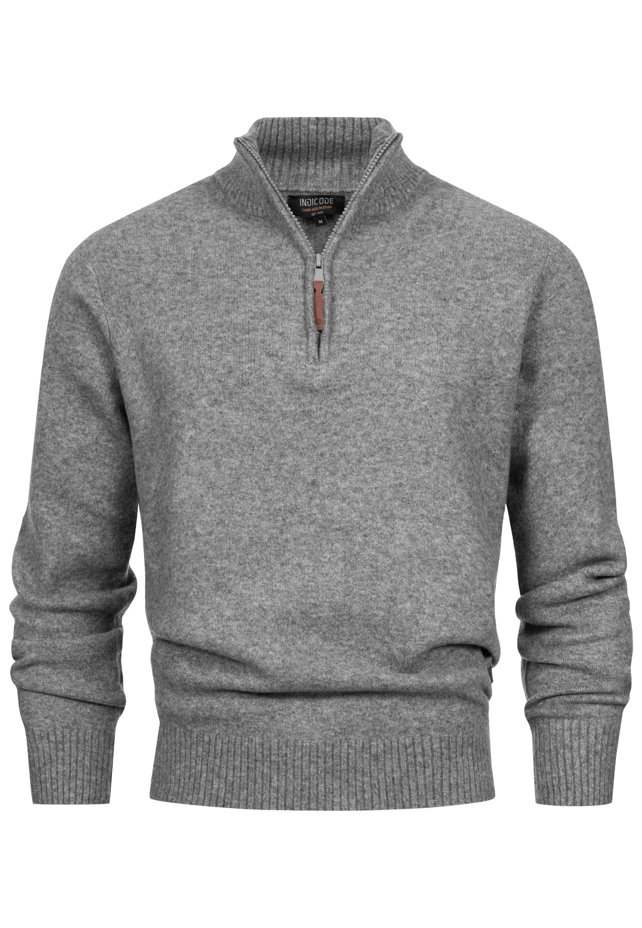 INDICODE JEANS Sweater 'INTrax' in Grey: front