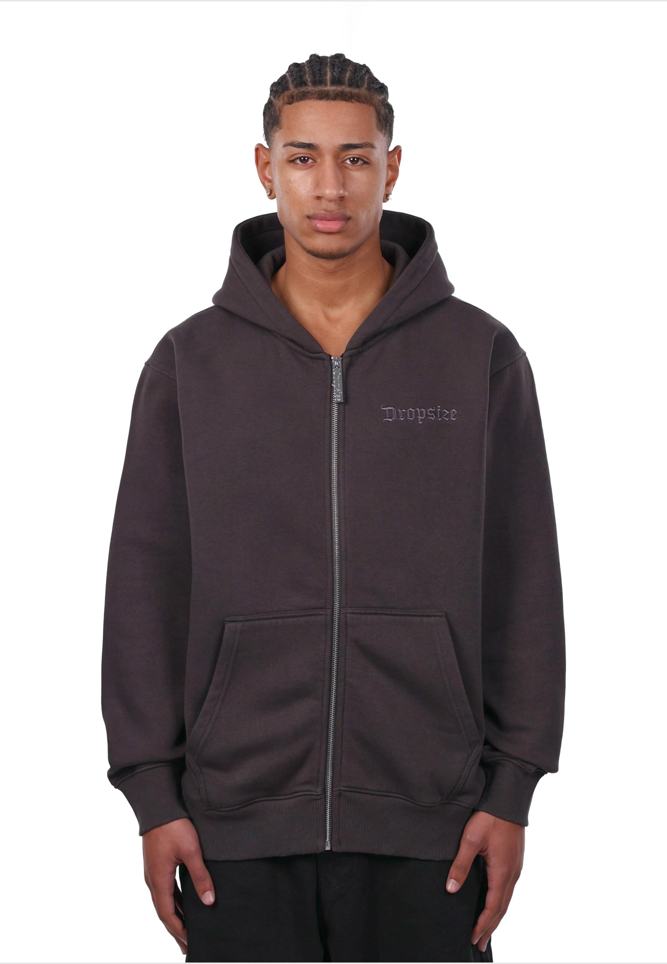 Veste de survêtement Dropsize en marron : devant