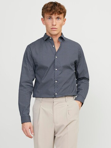 JACK & JONES Slim fit Button Up Shirt 'JPRBLABlackpool' in Blue: front