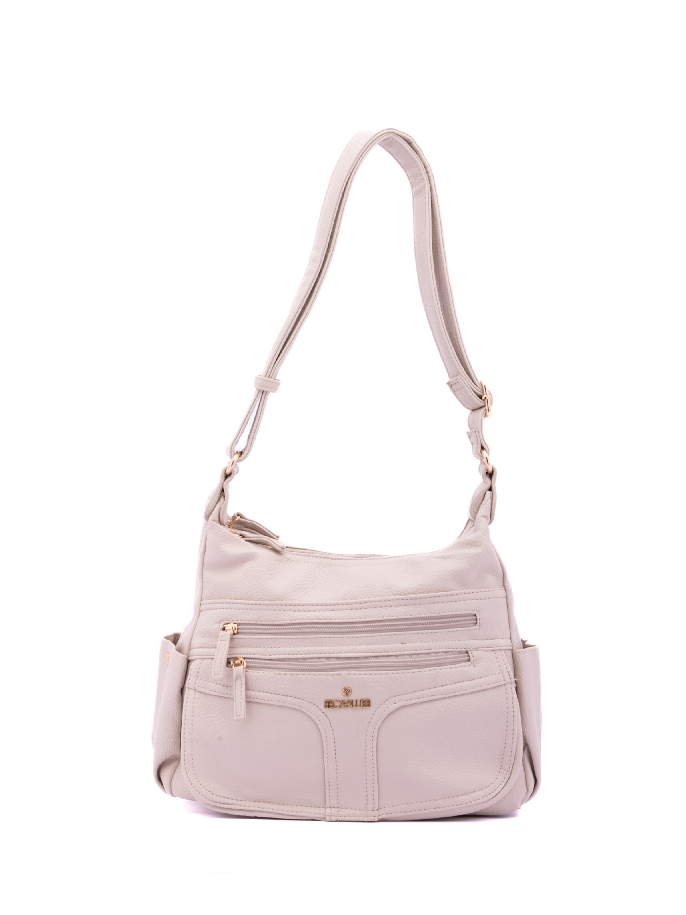 Borsa a spalla 'Borsa a Spalla Donna Ecopelle - Zip e Tasche Multiple' di B. Cavalli in beige: frontale