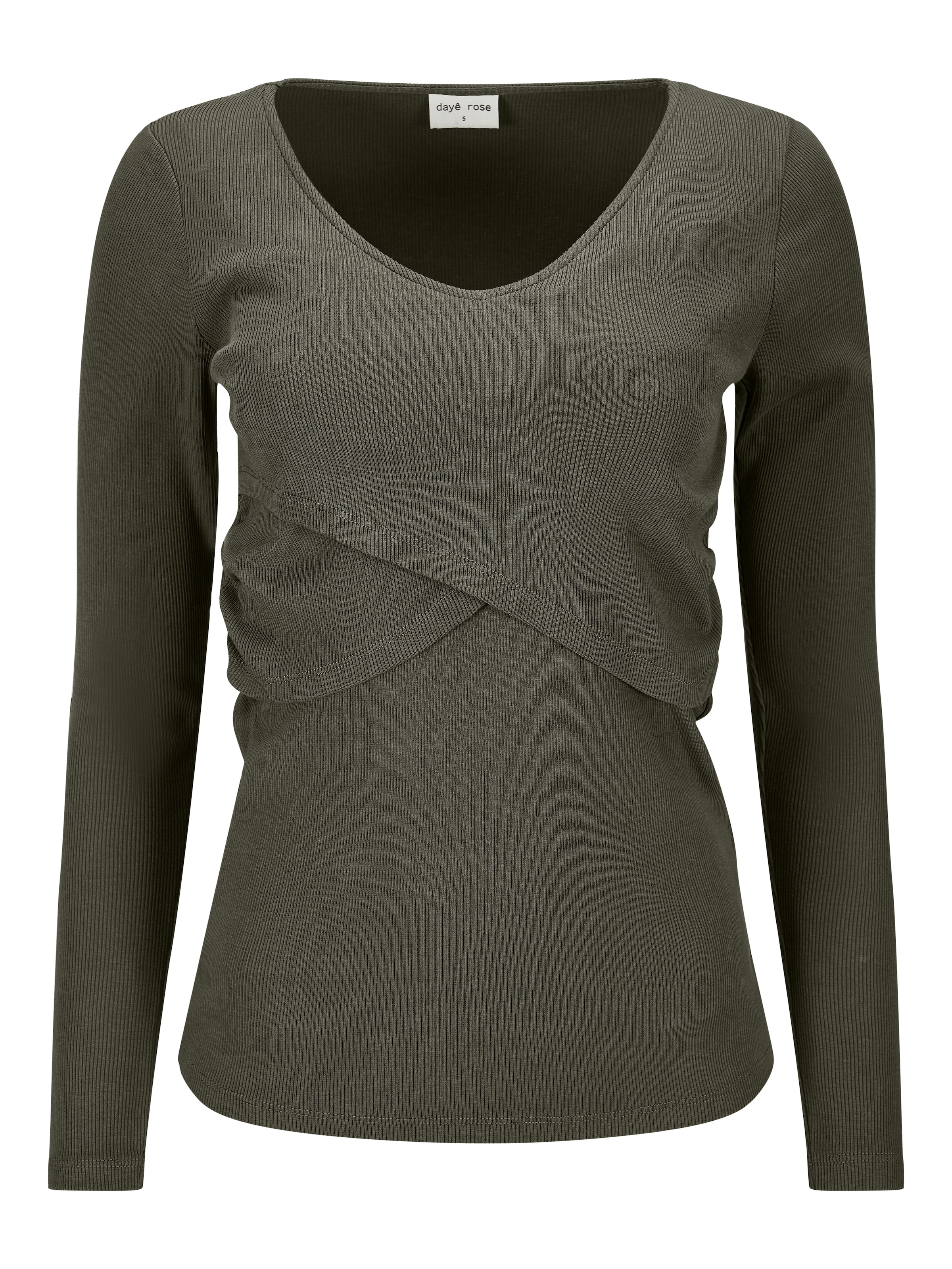 dayê rose Shirt 'Ivy Still-Longsleeve für Stillzeit & danach'‌‌‌‌‌‌‌‌‌ in Grün: Vorderseite