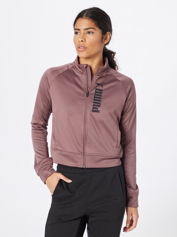 PUMA Athletic Zip-Up Hoodie in Purple: front