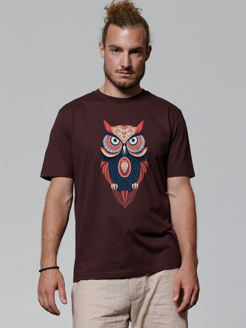 T-Shirt 'Colorful Owl' Watapparel en rouge : devant