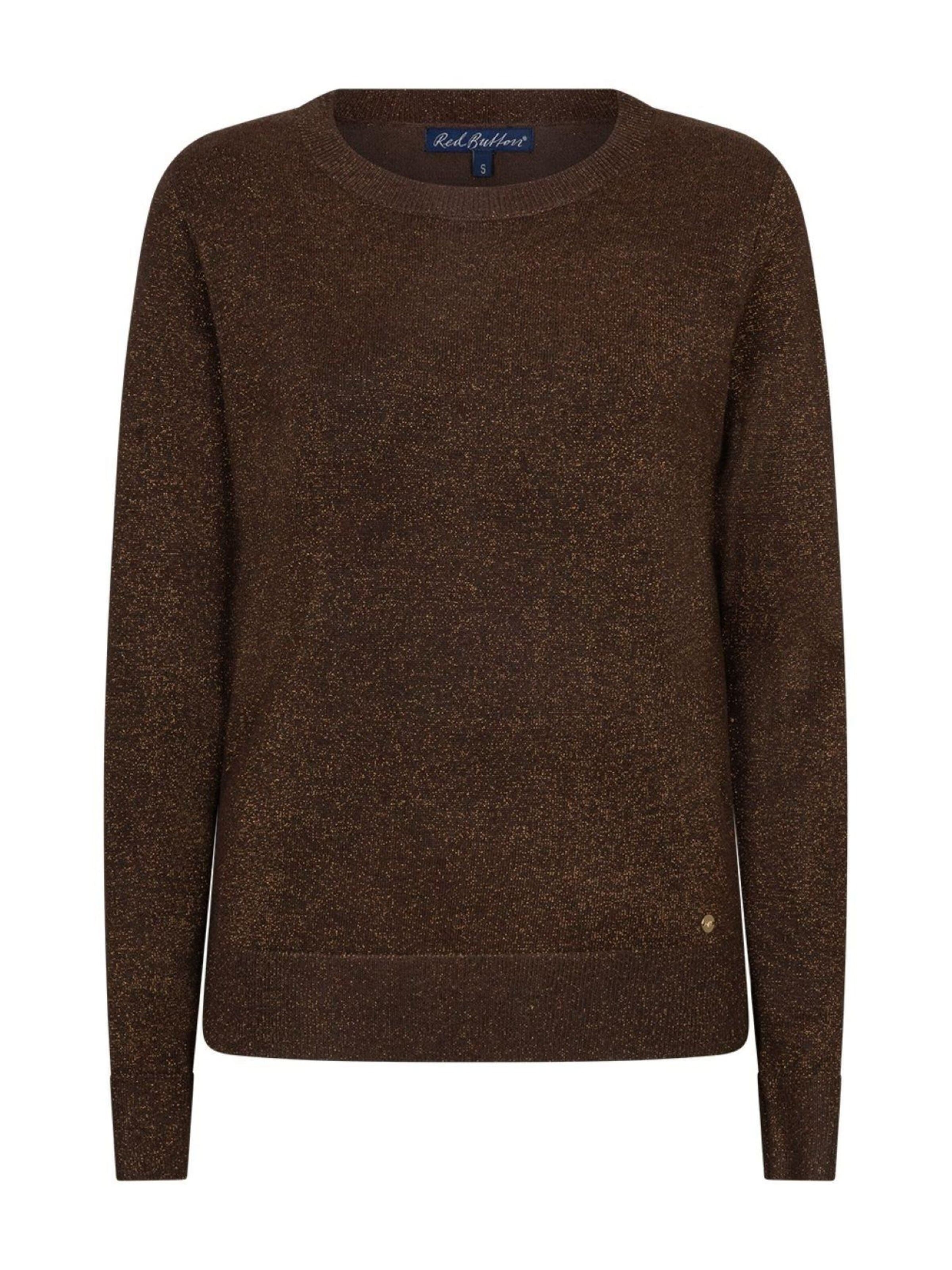 Red Button Knitted top 'RB sweet sparkle brown' in Brown: front